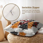 Christmas Trees Pillow Covers 20x20 Inch, Gingerbread Black Red Plaid Xmas Tree Decorative Pillowcases Double Sides Printed Square Cushion Cover for Couch Sofa Home Decor Set of 2