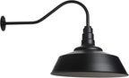 Steel Lighting Co. Redondo Barn Light | Outdoor Wall Mounted | 20 inch Dome | 23 inch Gooseneck | Large Farmhouse Warehouse Light Made in America | Matte Black Exterior/White Interior