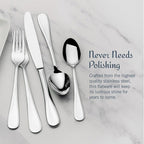 Mikasa Bravo Flatware Service for 8 with caddy, 18/10 Stainless Steel, Silverware Set with Serving Utensils and Expandable Caddy, 52 Piece