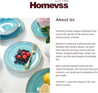 Highland 16-Piece Dinnerware Set Service for 4, Organic Shape Stoneware Plates and Bowls Set, Scratch Resistant, Microwave and Dishwasher Safe, Speckled Effect Handcrafted, Swirl Turquoise