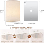Adhesive Battery Operated Wall Sconce Set of 2, 5000 mAh Battery Rechargeable Bulb with 12 RGB Colors, Stick on Wall Sconce No Drill Wall Lights, Linen