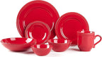 Pearl Dots Stoneware Dinnerware Set (42pc Set, Red)