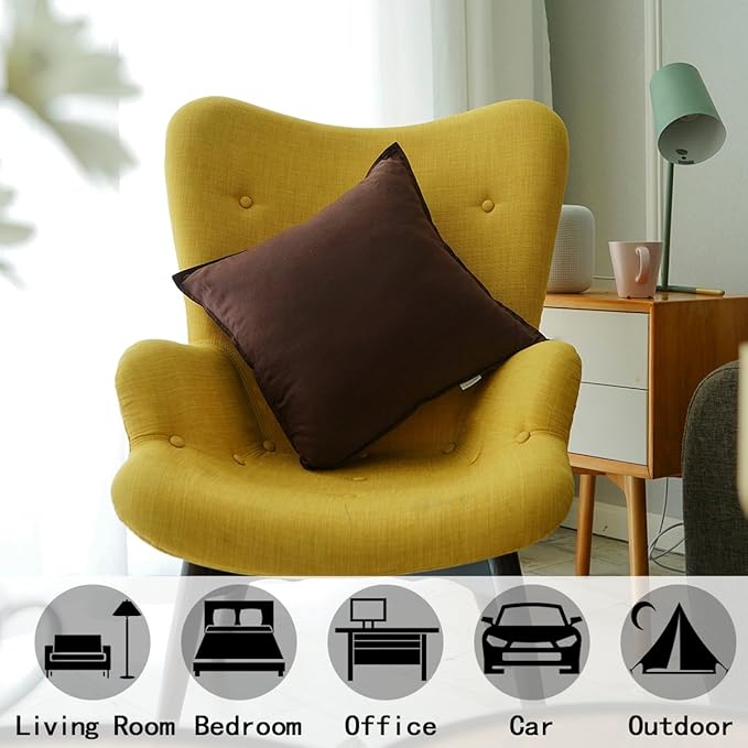 Jeanerlor Pack of 2 Cotton Linen Soft Soild Decorative Square Throw Pillow Covers Set Cushion Case for Children Kid Baby 24 x 24 Inch 60 x 60cm,Brown