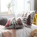 Christmas Pillow Cover Set of 2, 22x22 Inch Farmhouse Xmas Tree Red Black Check Plaid Cotton Square Throw Pillows Cushion Case for Couch Sofa Bed Patio Living Room Home Decor