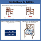 idee-home Outdoor Chair Cushions Set of 2, Thick 17" x 17" x 3" Outdoor Seat Cushions Patio Furniture Waterproof with Ties, Dining Pads
