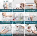 TAILI Corner-adaptive Suction Cup Shower Caddy 2 Pack, Stainless Steel Rustproof Corner Shower Shelves, Drill-Free Wall Mounted Baskets, Large Capacity Removable Suction Cup Bathroom Organizer, White