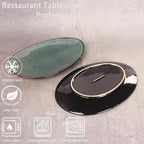 Ceramic Serving Platters - Set of 4 Curved Oval Plates for Entertaining, Modern Kitchen Dishes for Dinner, Fruit, Salad, Serving Trays, 11.5 Inch