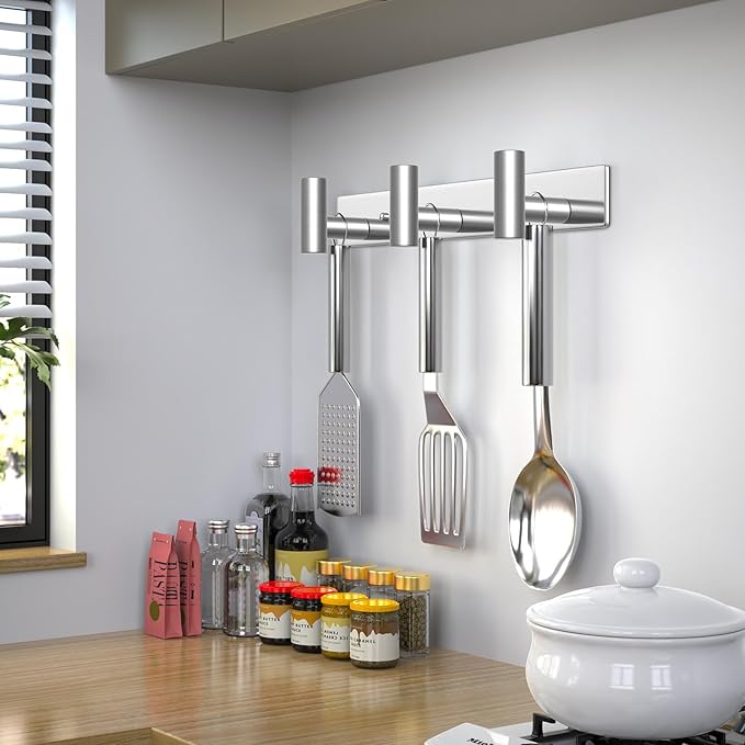 Wall Mounted Coat Rack-3 Hooks, Heavy Duty Stainless Steel Wall Hooks for Towel Coat Bag, Hat Rack Coat Hanger Coat Hooks Towel Racks for Bathroom Entryway Kitchen Office (Silver, 1 Pack)
