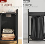 Laundry Basket Organizer, Laundry Hamper with Shelf & 2 Pull-Out Removable Bags, Dirty Clothes Hamper Organizer for Laundry Room Bathroom and Dorm, 2 x 11.8 gallons (44.5L)