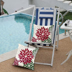 DFXSZ Wine red Dark Green Flower Pillow Covers 18x18 Inch Set of 2 Outdoor Throw Pillows Outdoor Waterproof Decor for Living Room Sofa Patio Funiture Garden Floral Polyester Pillow Covers 002W18
