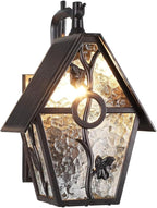 Rustic Outdoor Wall Lanterns Oil Rubbed Brown Exterior Wall Mounted Sconce Light Designer Style with Water Glass Outdoor Light Fixtures for Home Patio Garden Garage Farmhouse Porch