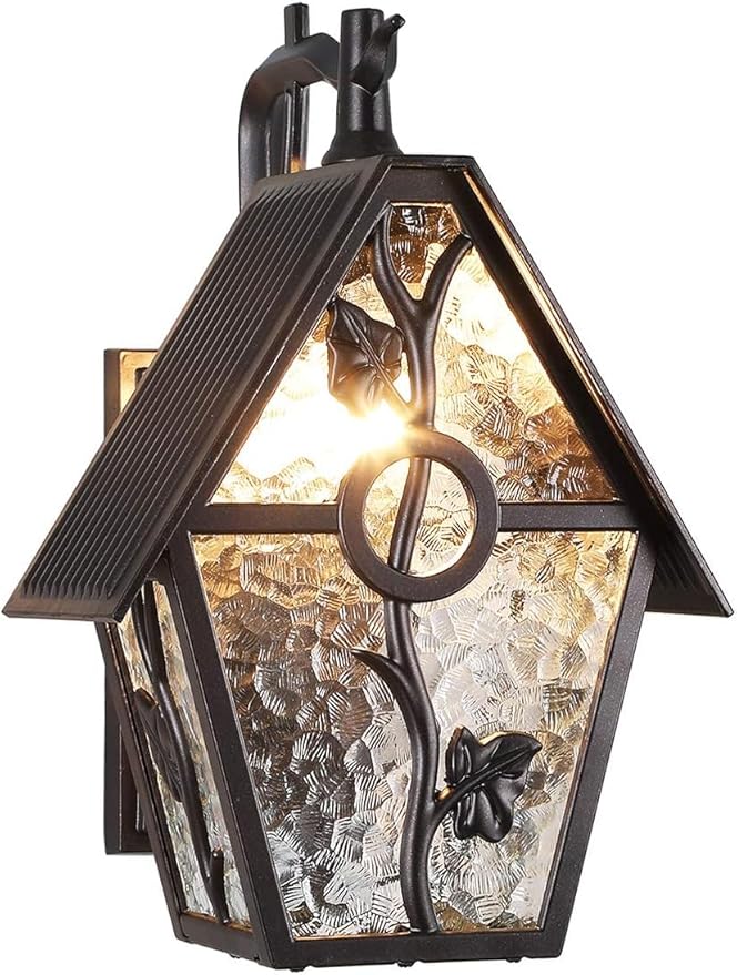 Rustic Outdoor Wall Lanterns Oil Rubbed Brown Exterior Wall Mounted Sconce Light Designer Style with Water Glass Outdoor Light Fixtures for Home Patio Garden Garage Farmhouse Porch