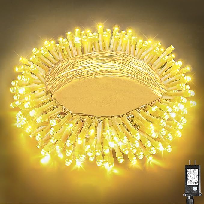 33ft 100 LED Christmas Lights Outdoor Waterproof, Warm White Christmas String Lights Indoor Clear Wire 8 Modes, Plug in Twinkle Fairy String Lights for Bedroom Wedding Classroom Garden Decorations