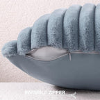 Pallene Faux Fur Plush Throw Pillow Covers 16x16 Set of 2, Luxury Soft Fluffy Striped Decorative Pillow Covers for Sofa, Couch, Living Room, Blue Grey