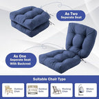 Outdoor Chair Cushions Set of 2, Patio Chair Cushions with Ties, 17x17+4” Tufted Outdoor Seat Cushions, Waterproof Patio Furniture Cushions, Outdoor Dining Chair Pads, Navy
