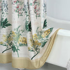 Long Fabric Shower Curtain, Country Vintage Floral Shower Curtain, Gold and Green Flower Shower Curtains for Bathroom, Waterproof Bathroom Curtains, 72" W x 78" H