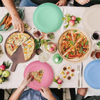 supernal 16pcs 10" Wheat Straw Plates,Deep Dinner Plates,Unbreakable Dinner Plates,Plastic Plates Reusable,Lightweight Microwave Dishwasher Safe-Beige,Blue,Pink,Green for Picnic,Birthday,Camping