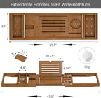 Bamboo Bathtub Tray for Luxury Bathroom, Expandable Premium Bath Tray with Soap Towel Book Holder, Luxury Spa Wooden Bath Table for Reading Laptop Over The Clawfoot Walnut