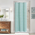MitoVilla Teal Blue 36 x 72 Boho Small Stall Shower Curtain, Turquoise Narrow Polyester Linen Fabric Shower Curtains for Farmhouse Bathroom Decor, Half Size Cloth Shower Curtain Set with Hooks