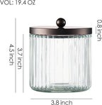 KMwares Set of 2 Glass Qtip Holder Dispenser Set for Cotton Ball, Swab, Round Pads, Floss Picks - Bathroom Canister Storage Organization and Vanity Makeup Organizer (Bronze)
