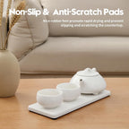 2PCS Bathroom Sink Trays, Water Absorbing Diatomite Stone Quick Drying Mat for Kitchen Counter, Dish Rack Soap Dispenser Sponge Holder Caddy Vanity Organizer, White, 9"x3.5"