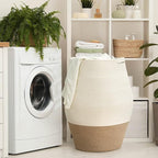 Goodpick Large Laundry Hamper | Tall Wicker Hamper Laundry Basket, Soft Cotton Rope Woven Hamper, Farmhouse Design Graceful Basket 25.6 Inches Height