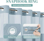 Teal Long No Hook Waffle Weave Shower Curtain with snap-in Liner Replacement, 230GSM Waterproof Fabric Hotel Shower Curtain Set for Bathroom, Through Mesh Top Window,71Wx80H