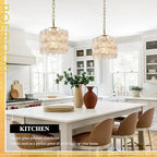 Gold Glass Pendant Light 1-Pack Modern Flower Small Ceiling Pendant Lighting 1-Light for Kitchen Island Sink Dining Room Bedroom Entryway Hallway, E26