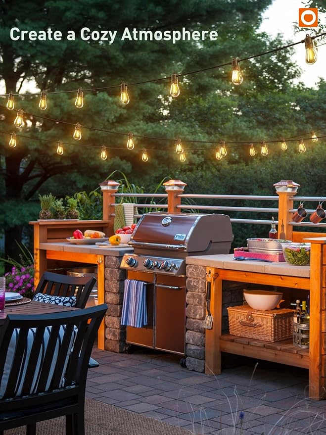 addlon 50FT LED Outdoor String Lights, Remote Dimmable Patio Lights with Timer & 3 Lighting Modes, 16 Shatterproof Edison Bulbs, Waterproof Connectable String Lights for Outside Backyard Party Décor