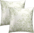 Chinoiserie Flowers Throw Pillow Covers 20x20 Inch, 2 Pcs Vintage Green Floral Decorative Pillowcases Double-Sided Square Cushion Cover for Couch Sofa Bed Outdoor Home Decor