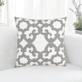 HWY 50 Grey Gray Decorative Throw Pillow Covers 18x18 Inch (1 Piece), Embroidered Cotton Farmhouse Cushion Cover Pillow Case for Sofa Couch Living Room Bed, Geometric