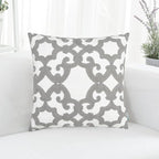 HWY 50 Grey Gray Decorative Throw Pillow Covers 18x18 Inch (1 Piece), Embroidered Cotton Farmhouse Cushion Cover Pillow Case for Sofa Couch Living Room Bed, Geometric