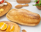 Root Wood Dish, Party Platter and Tray for Sandwich Bread Serving, Appetizer Display, Vintage Ring Dish, Hand Carved Artworks (12-13 inch)