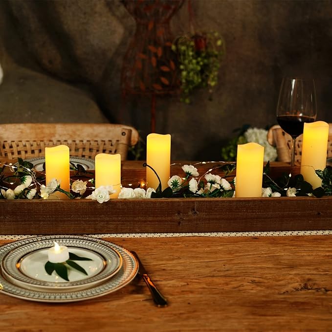Homemory Ivory LED Pillar Candles - Battery Operated Candle, Real Wax Flameless Candles, 4-9" Set of 9, Unscented, Remote & Timer