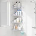 Sotfamily Shower Caddy Corner, 4 Pack Adhesive Corner Shower Shelves for Bathroom Organizers and Storage, Rust Free Plastic Rack for Bathroom Accessories & Decor, Crystal