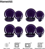 Eur-Nordic Shape Raising Rim 20pc Dinnerware Set, Shiny Glaze Purple with Speckle Effect