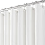 White Linen Stall Shower Curtain for Bathroom Stall Narrow Shower Curtain 36x72 Inch Boho Farmhouse Cotton Cloth Curtains Water Repellent Small with Hooks 36 x 72 Inches