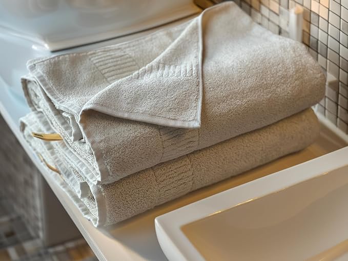 Extra Absorbent Organic Cotton Bath Towels, Soft & Plush, Made in Japan, Oeko-Tex Class 1 Certified, 28 x 53 inch, Ivory, Pack of 2 – Proof of Purity