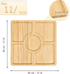 WILLKOMMEN Wood Divided Serving Tray, 11'' Square Tray Chip and Dip Platter, Serving Tray with 5 Sections for Appetizers & Snacks, Veggie Platter, Food Trays for Party