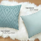 decorUhome Couch Throw Pillow Covers 24x24 Set of 2, Decorative Soft Plush Faux Wool Neutral Accent Pillow Covers for Bed Sofa Living Room, Light Teal