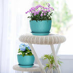 Large Plant Pots 12/10/9 inch, 3 Pack Big Flower Pots for Outdoor Indoor Plants with Water Ripples, Wide Plastic Planters with Drainage Holes and Saucers for Garden Home Decor, Blue Green