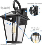 Outdoor Light Fixtures Wall Mount, Waterproof Exterior Wall Lanterns with Glass, Outside Wall Sconces, Front Porch Lights for House Garage Doorway Patio (Black, Clear Glass)