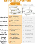 LAUCHUH Large 3 Tier Serving Stand Tiered Serving Trays Collapsible Sturdier Rack with 3 Porcelain Serving Platters for Fruit Dessert Presentation Thanksgiving Christmas Party Display Set, 14 Inch