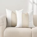 EVERGRACE x Kinsey Walsh Signature Velvet Panel Cotton Pillow Covers Set of 2, Decorative Pillow Covers 20"x20" for Couch, Square Cushion Cases for Sofa Bedroom Living Room, Off White Pearl