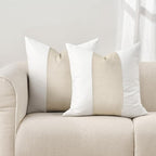 EVERGRACE x Kinsey Walsh Signature Velvet Panel Cotton Pillow Covers Set of 2, Decorative Pillow Covers 20"x20" for Couch, Square Cushion Cases for Sofa Bedroom Living Room, Off White Pearl