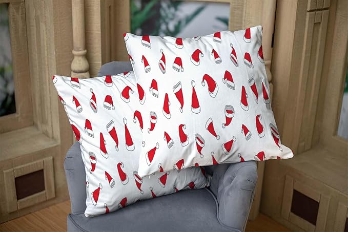 CAPSCEOLL 2PCS Red Soft Pillow Covers 16X16Inch Christmas Celebration White Winter Xmas Year Soft Throw Pillow Covers for Bedroom Sofa Living Room Bed Pillow Covers