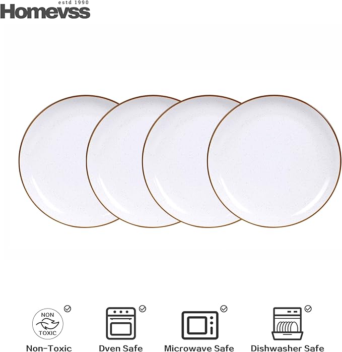 Eur-Nordic Shape Raising Rim 20pc Dinnerware Set, Matte White with Speckle Effect