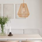 Woven Pendant Lights Hanging Lamp with 12" Hand Rattan Basket Shade Antique Brass Brush Paint Finish for Kitchen Island Farmhouse Dining Room Bar Bedroom Foyer Hallway