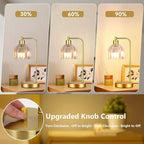 Glass Table Lamp Set of 2,Small Gold Bedside Lamps Dimmable Boho Bedroom Lamp with Tulip Flower Amber Lamp Shade,Vintage Mid Century Modern Mini Nightstand Lamp for Bedroom Living Room