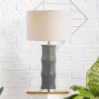 JONATHAN Y JYL3015B Tiki 26.5" Ceramic LED Table Lamp Contemporary Traditional Bedside Desk Nightstand Lamp for Bedroom Living Room Office College Bookcase LED Bulb Included, Gray